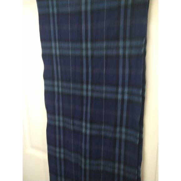 enzo mantovani Unisex Blue Plaid Wool Cashmere Winter Scarf - Picture 3 of 8